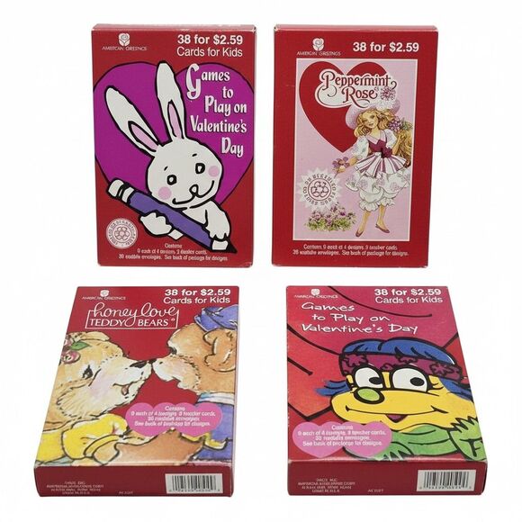 American Greetings Other - Lot of 4 Vintage Valentine's Day Cards American Greetings Peppermint Rose 1993